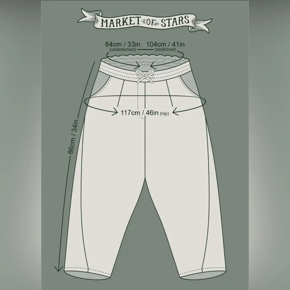 ⭐️Market of Stars⭐️ Head In The Clouds Artist Boho Comfy Cropped Pants
